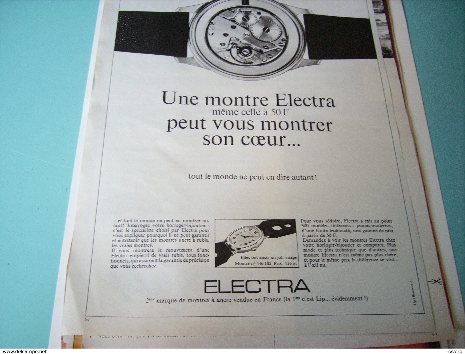 ANCIENNE PUBLICITE MONTRE ELECTRA 1968 - Autres & Non Classés