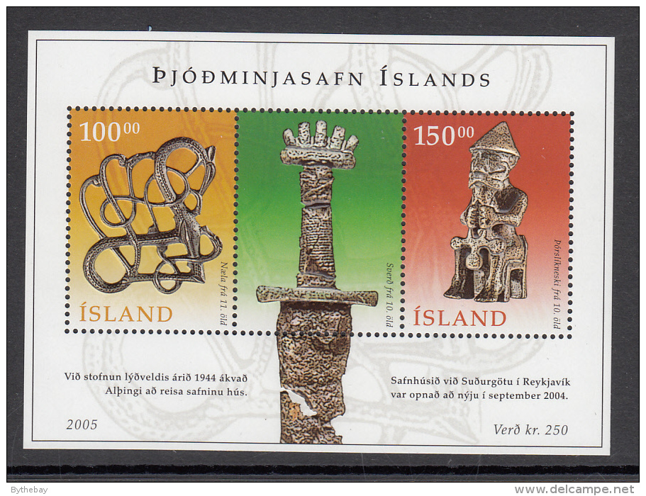 Iceland MNH 2005 Scott #1036 Souvenir Sheet Of 2 + Label - National Museum Artifacts - Unused Stamps