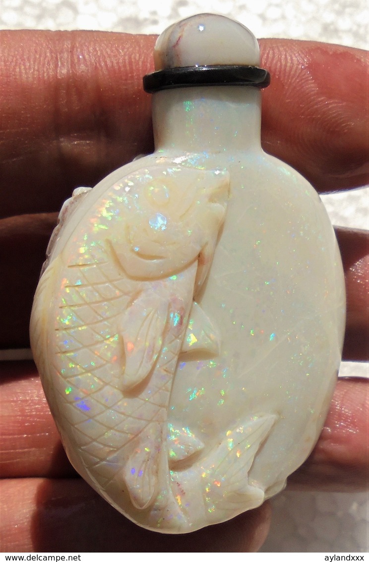 CINA (China): Vintage Chinese Snuff Bottle Carved In Australian Opal - Arte Orientale