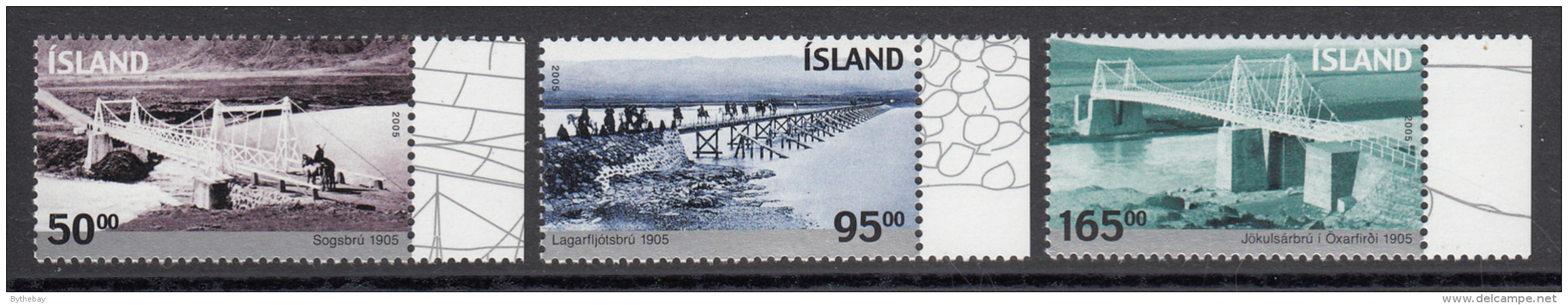 Iceland MNH 2005 Scott #1047-#1049 Set Of 3 Bridges - Ungebraucht