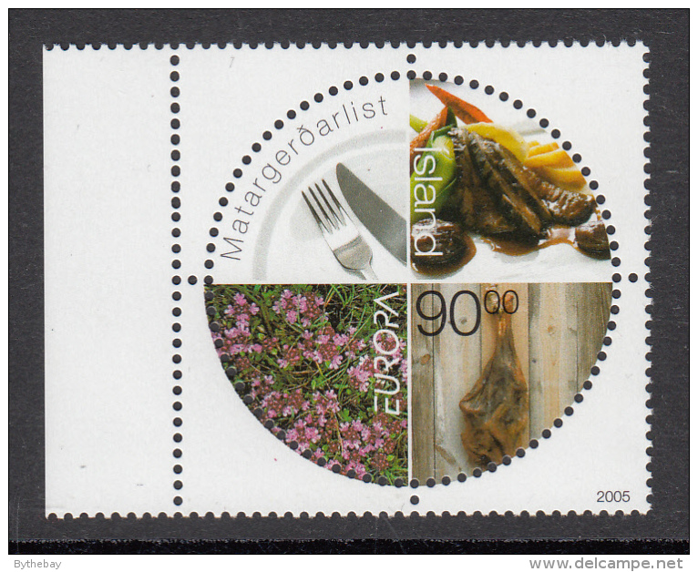 Iceland MNH 2005 Scott #1051 90k Meat, Utensils, Flowers - Food Culture - EUROPA - Unused Stamps