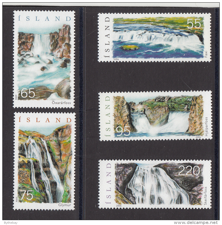 Iceland MNH 2006 Scott #1077-#1081 Set Of 5 Waterfalls - Unused Stamps