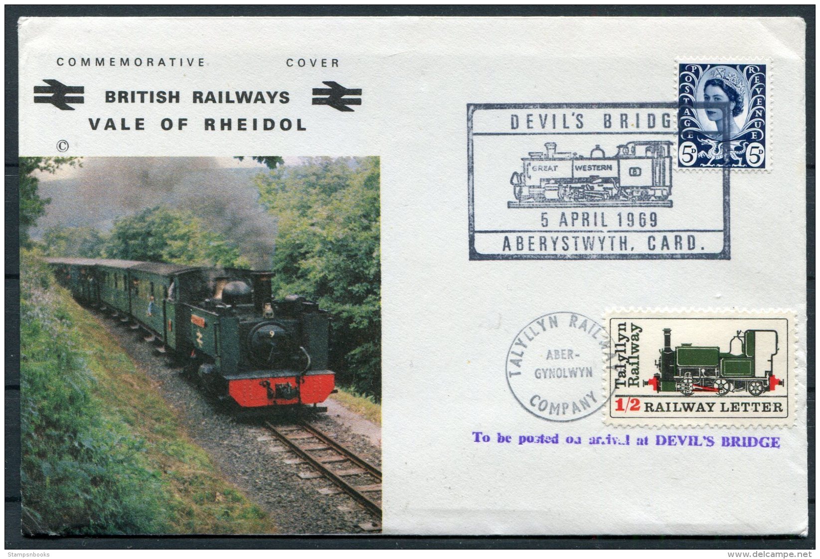 1969-81 GB Aberystwyth Festiniog Railway X5 Train Covers. Vale Of Rheidol - Covers & Documents