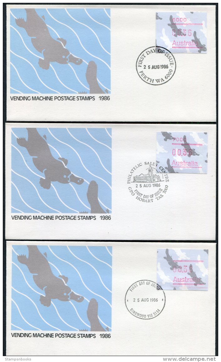 1986 Australia Set Of 9 FRAMA ATM Vending Machine FDCs. First Day Covers - Timbres De Distributeurs [ATM]