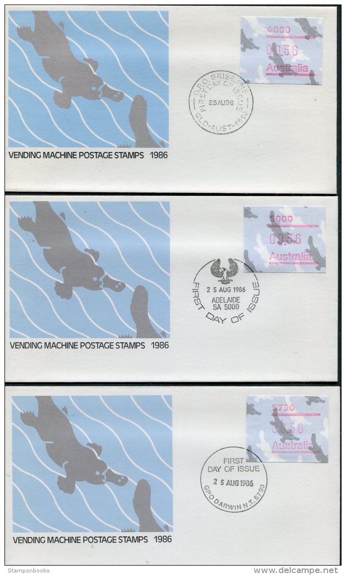 1986 Australia Set Of 9 FRAMA ATM Vending Machine FDCs. First Day Covers - Timbres De Distributeurs [ATM]