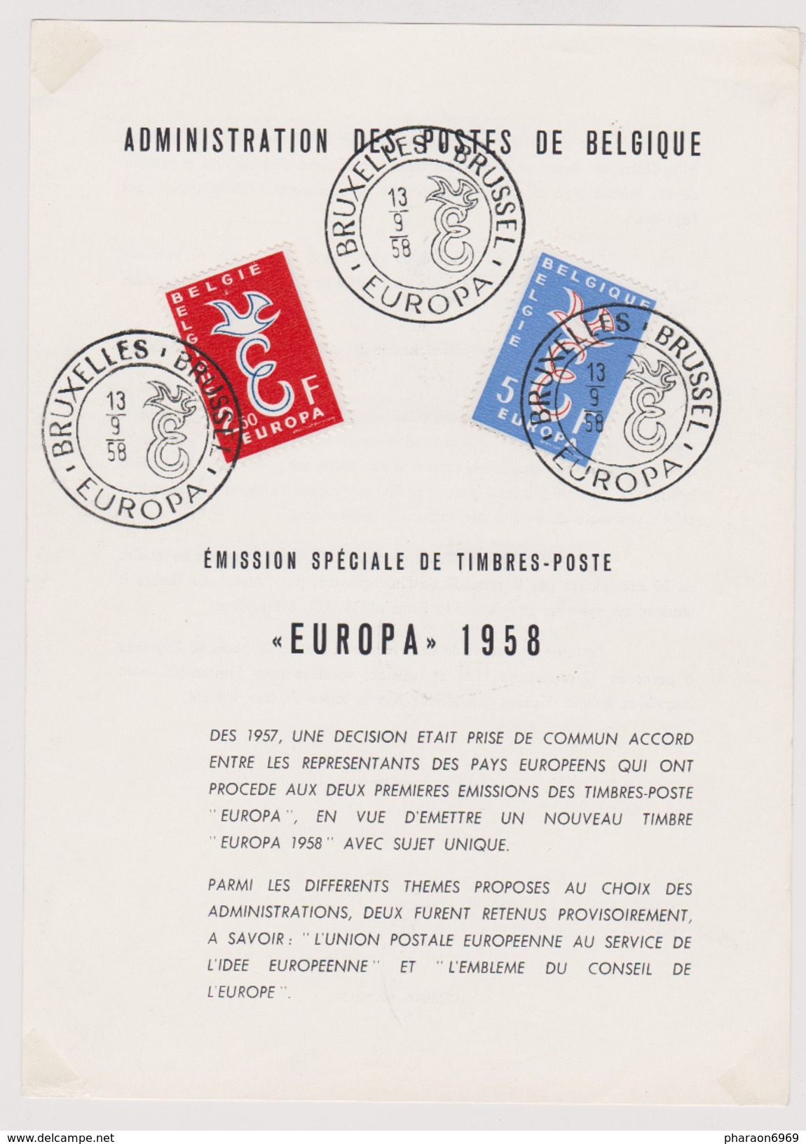 Feuillet Poste FDC 1064 1065 Europa - 1951-1960