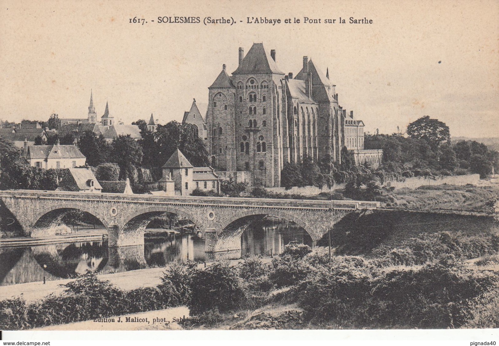 Cp , 72 , SOLESMES , L'Abbaye Et Le Pont Sur La Sarthe - Solesmes