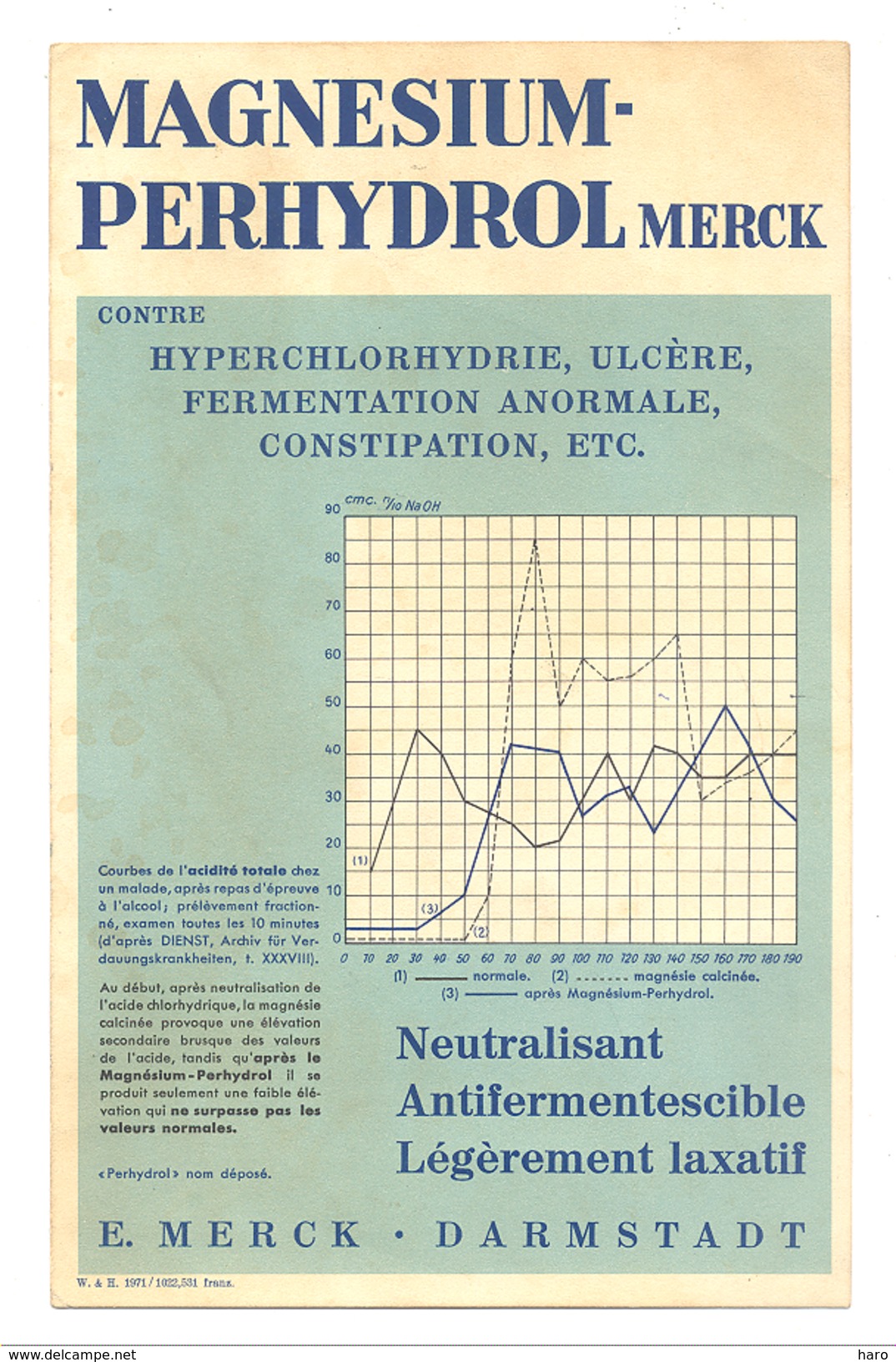 Buvard - Magnésium Perthydrol De Merck 1971 - Médecine, Pharmacie ...(pog) - Produits Pharmaceutiques