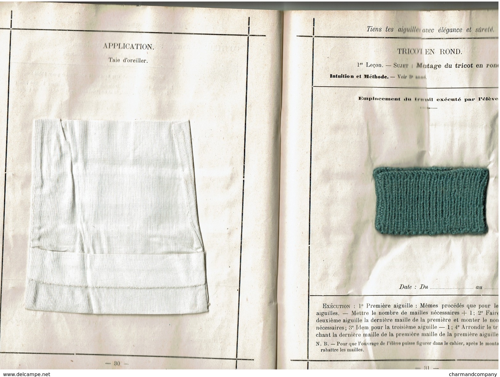 1923 & 1926 2 Cahiers Les Travaux Manuels à L'Ecole Des Filles - Cahier D'école - Couture / Tricot - 6 Scans - Andere & Zonder Classificatie