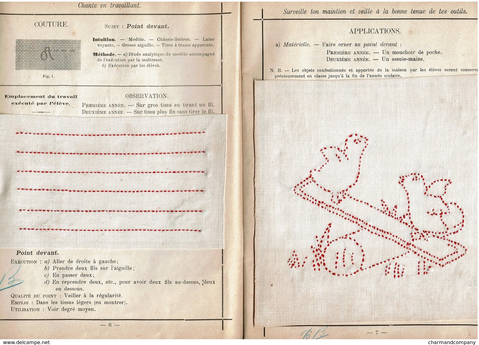 1923 & 1926 2 Cahiers Les Travaux Manuels à L'Ecole Des Filles - Cahier D'école - Couture / Tricot - 6 Scans - Andere & Zonder Classificatie