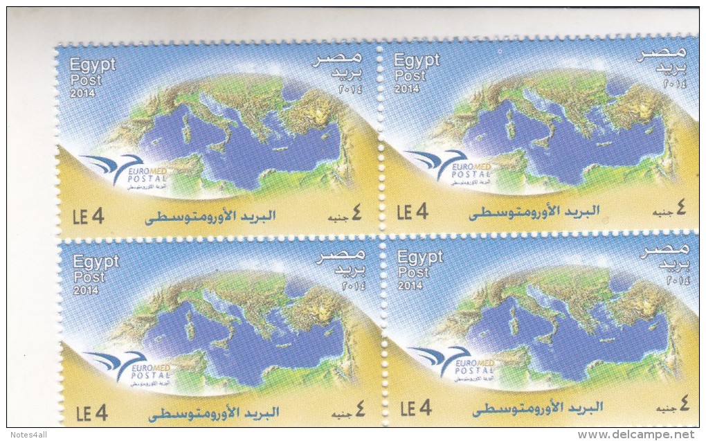 Stamps EGYPT 2014 EUROMED POSTAL JOINT ISSUE BLOCK OF 4 MNH */* - Unused Stamps