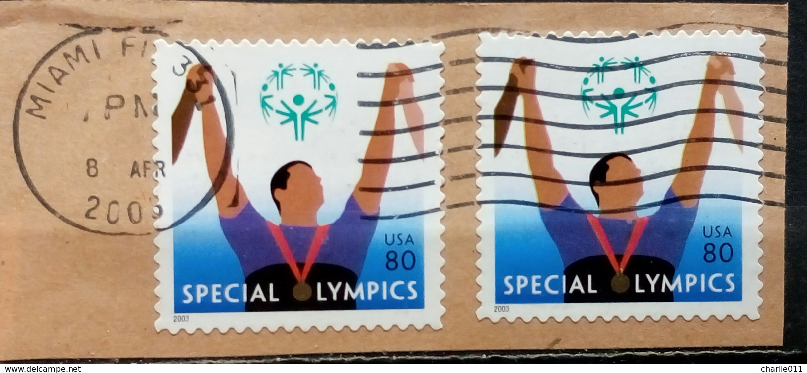 SPECIAL OLYMPICS-80 C-VARIETY-ERROR-POSTMARK MIAMI-USA-2003 - Verano 2000: Sydney - Paralympic