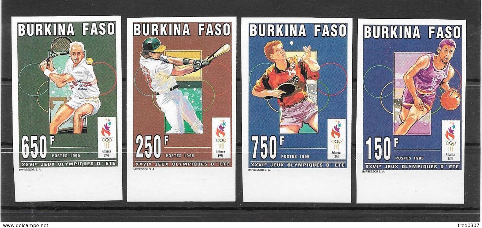Burkina Faso Série Complète ND/imperf/B JO 96 ** - Sommer 1996: Atlanta