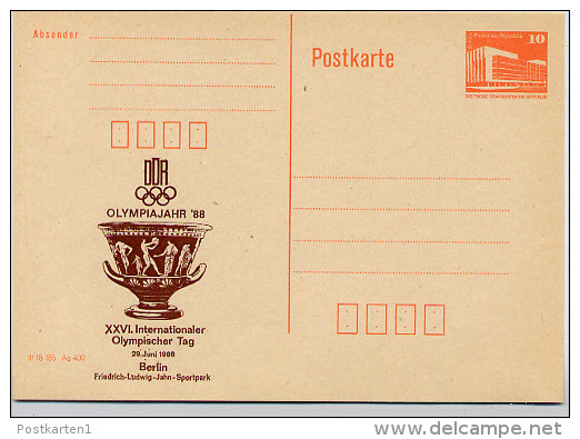 DDR P86II-17-88 C21 Postkarte Privater Zudruck OLYMPISCHER TAG Berlin 1988 - Postales Privados - Nuevos