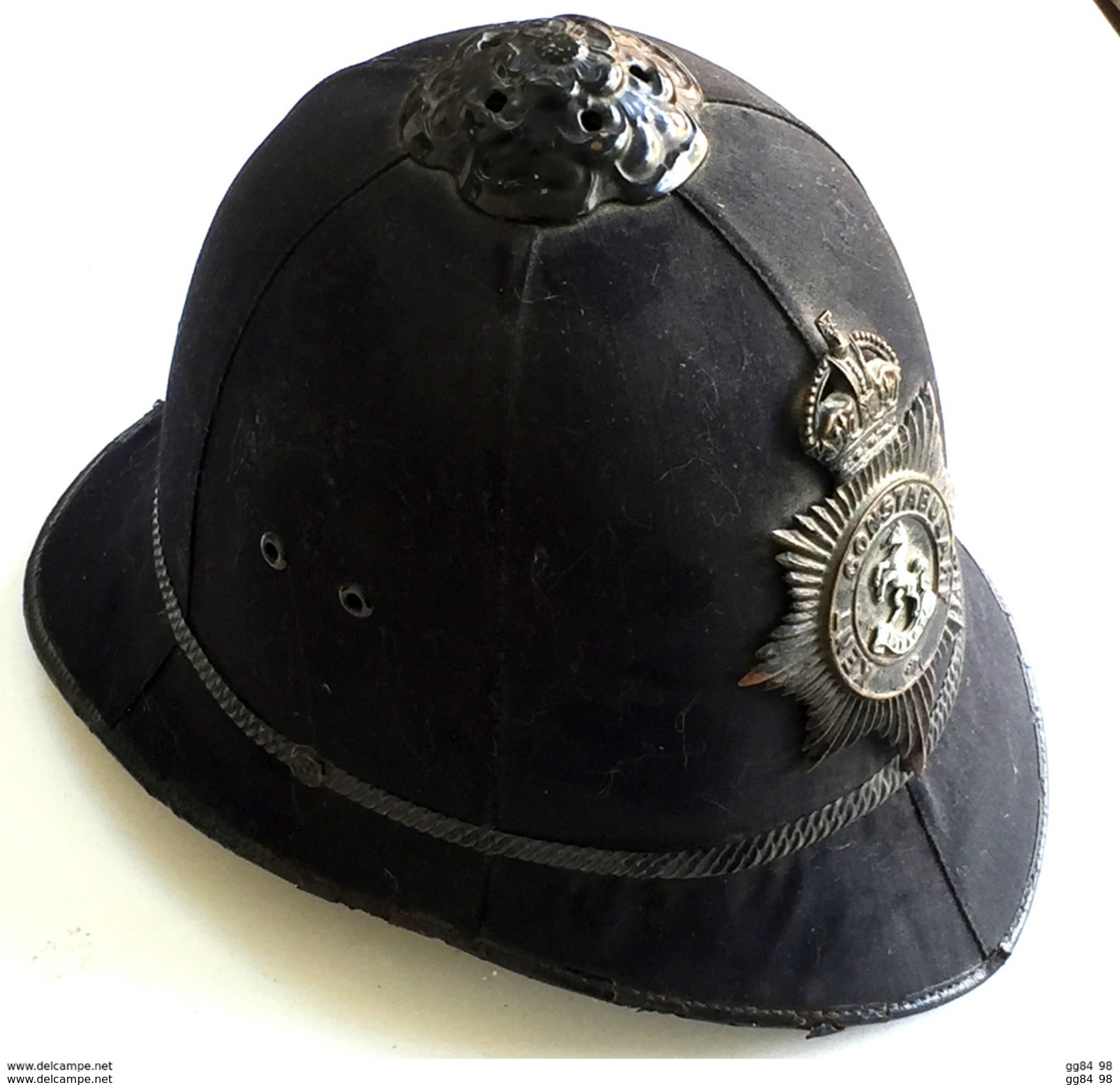 B 999 R -  Casque De Bobby Anglais (Police Britannique) Avant 1952 - Helme & Hauben