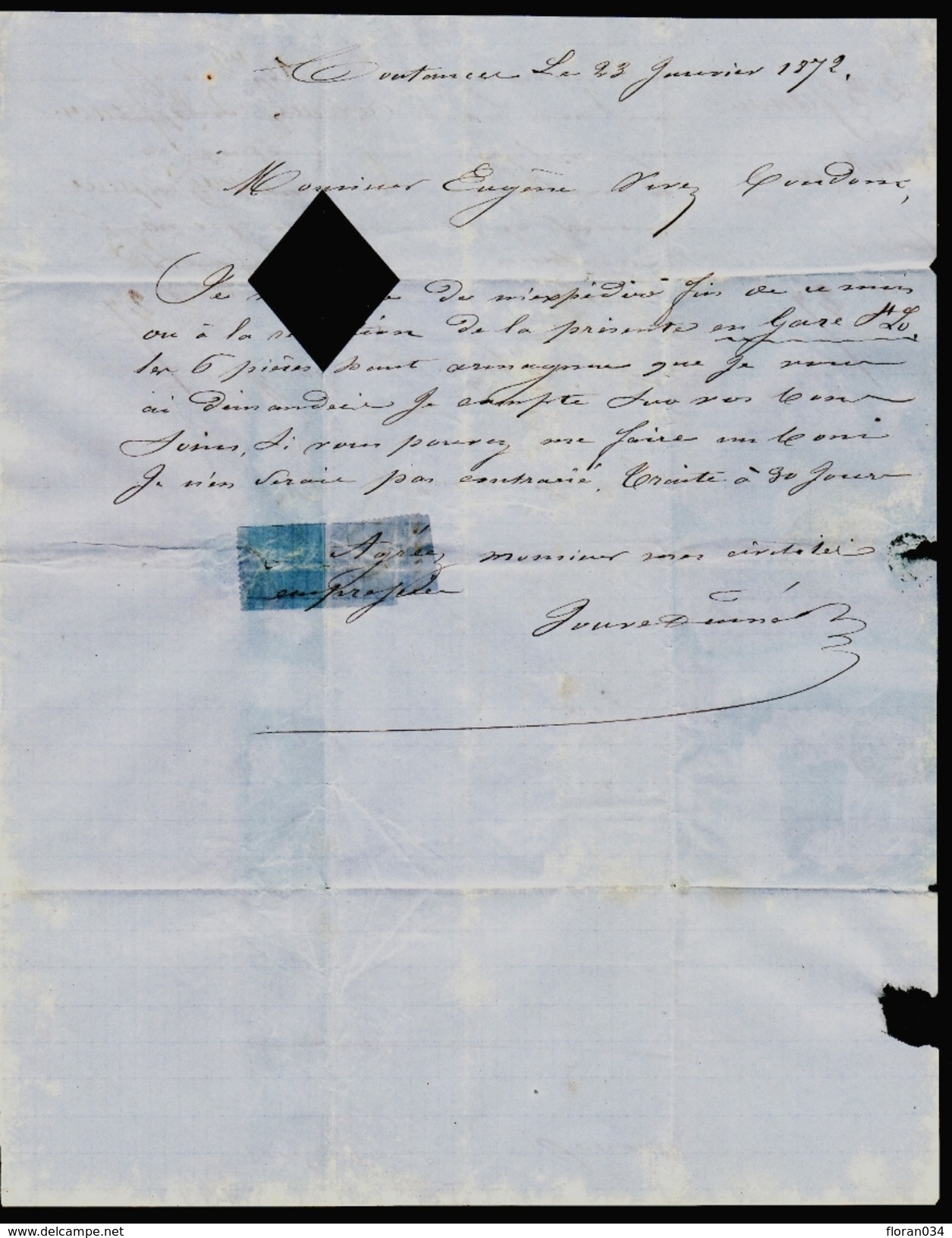 France N° 25 + 27 (6) S/Lettre Obl. 23-Janv.72 Signé Calves - Cote 4750 Euros - TB Qualité - 1863-1870 Napoleon III With Laurels