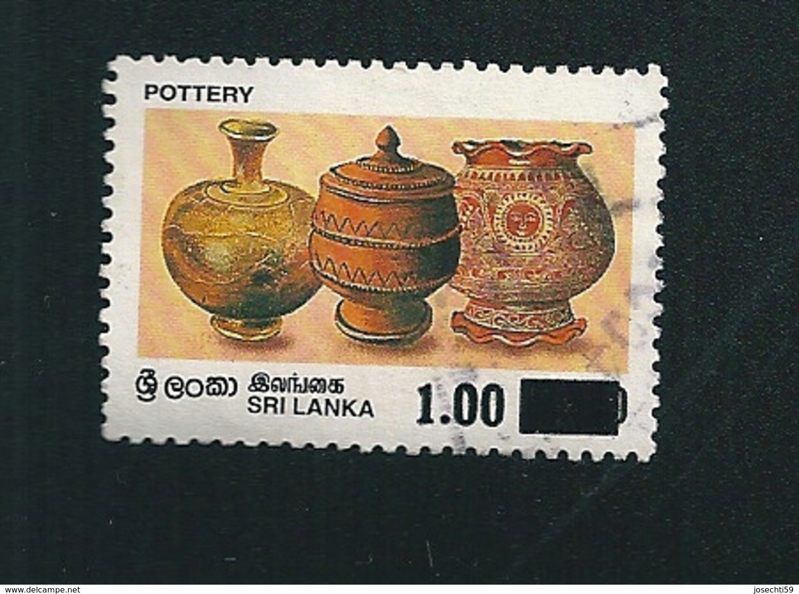 N° 1136C Poterie - Surchargé Timbre Sri Lanka (1997) Oblitéré - Sri Lanka (Ceylon) (1948-...)