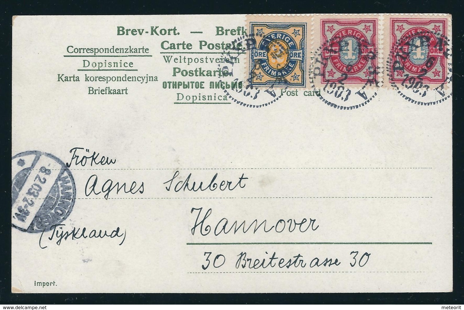 Ansichtkarte Von Soetersdalen Nach Hannover (Deutschland) Mit MiNr. 51 , 53, 53 PKXP-Stempel Von 1903 - Briefe U. Dokumente