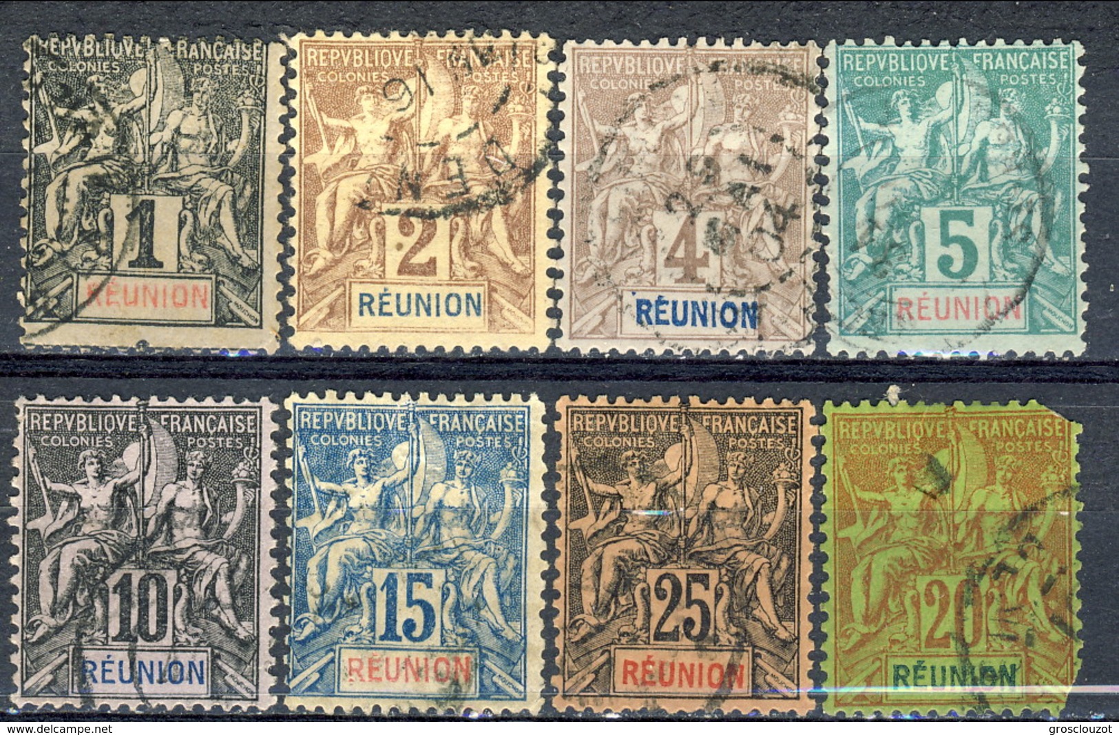 Reunion 1892 Otto Valori Della Serie 32-44 Usati Cat. &euro; 30 - Used Stamps