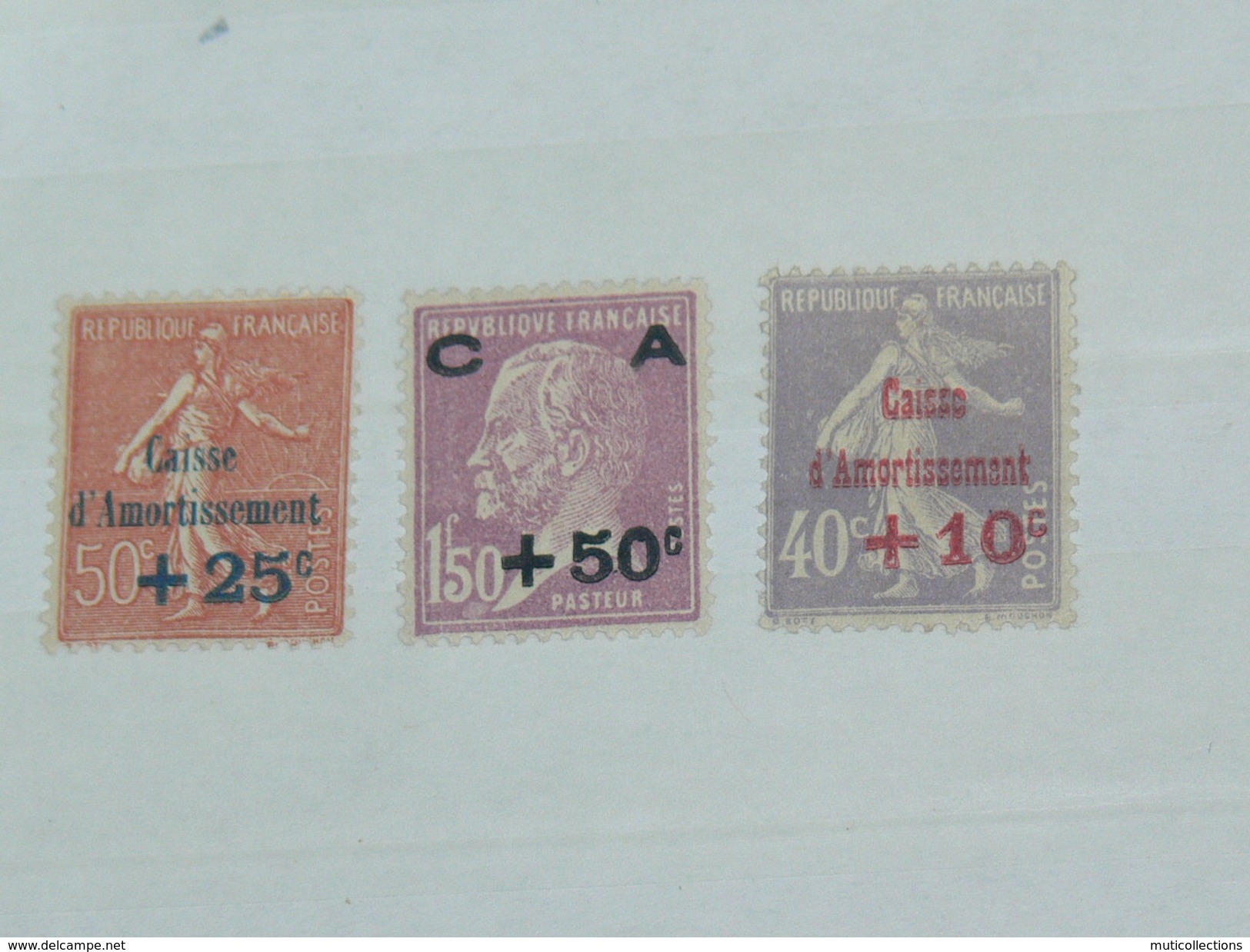 LOT N°2 / 3 TIMBRES NEUFS SANS CHARNIERE "   SEMEUSE ET PASTEUR SURCHARGES   "  / TIMBRE 1900 A 1938 / COTE YT 135 EUROS - Ongebruikt