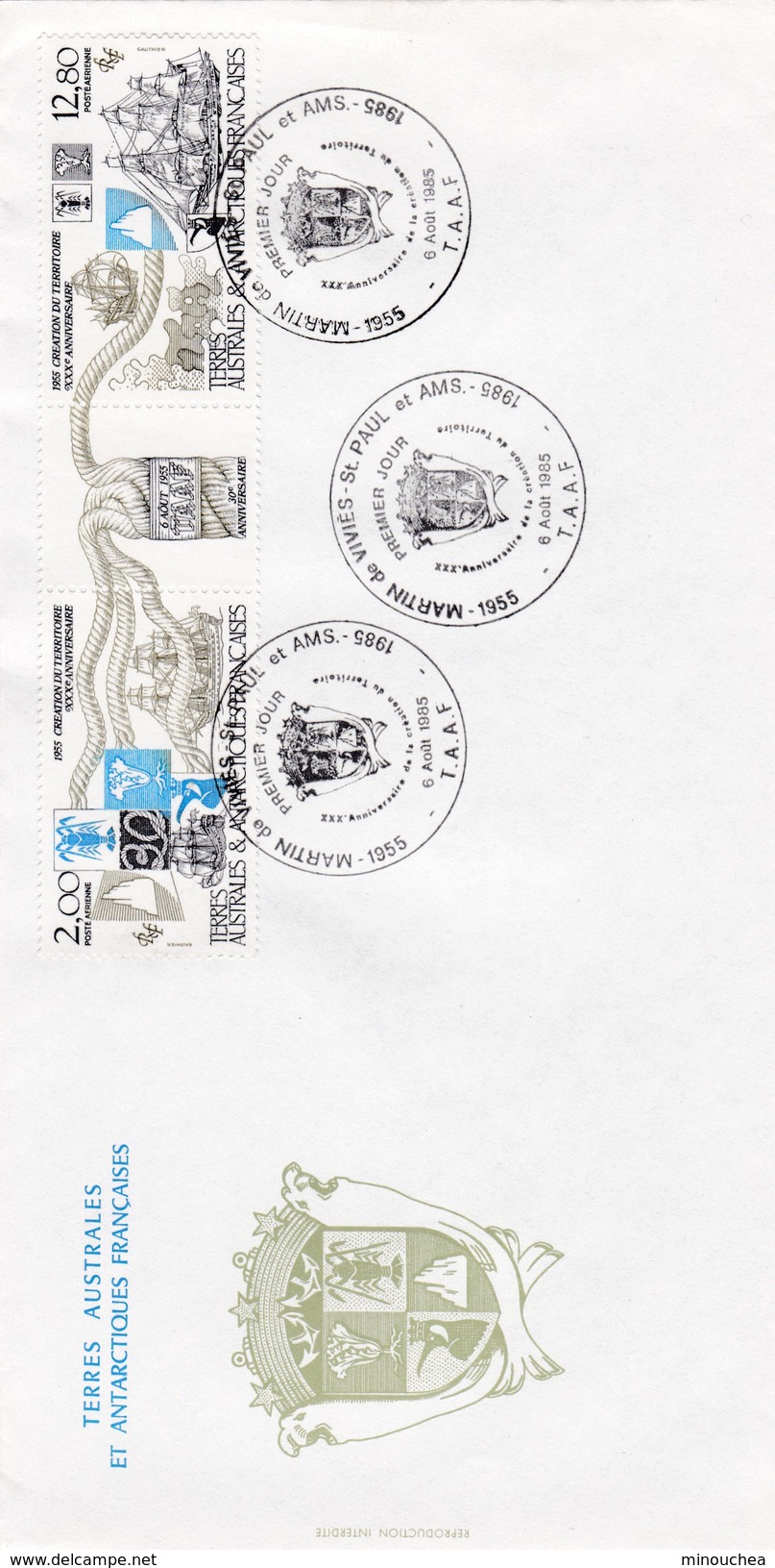 Enveloppe 1er Jour Des TAAF - 30ème Anniversaire De La Création Du Territoire - Année 1989 - FDC