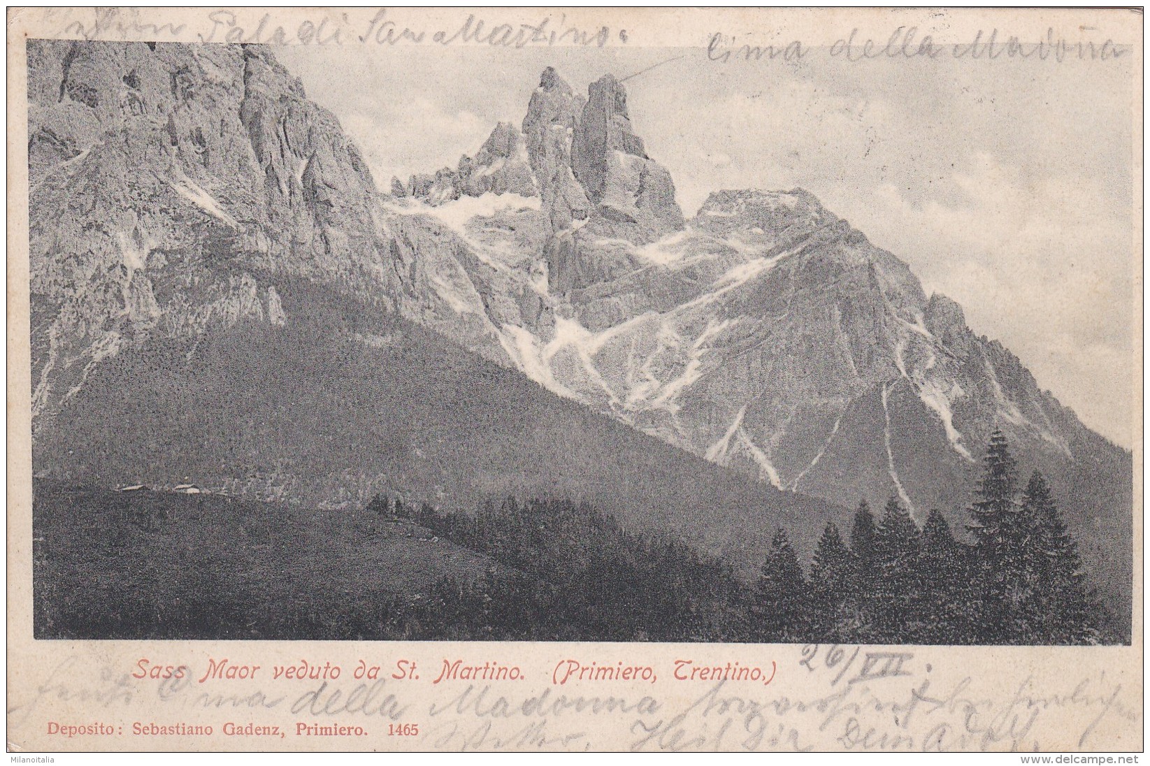 Sass Maor Veduta Da St. Martino (Primiero, Trentino) * 27. 7. 1903 - Autres & Non Classés