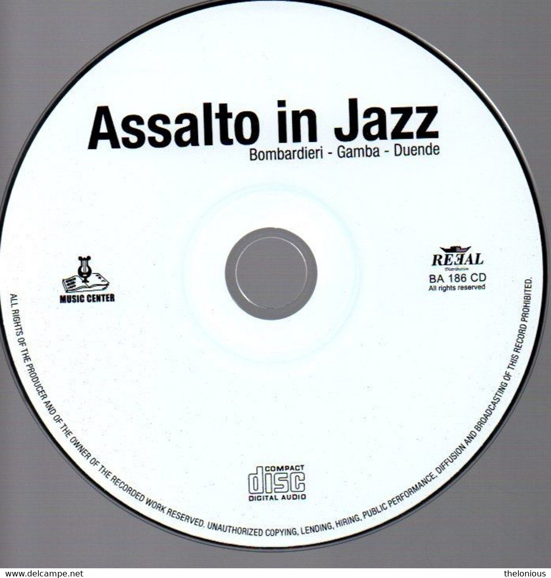 # CD: Guido Bombardieri "Assalto In Jazz" - Music Center BA 186 CD - Jazz