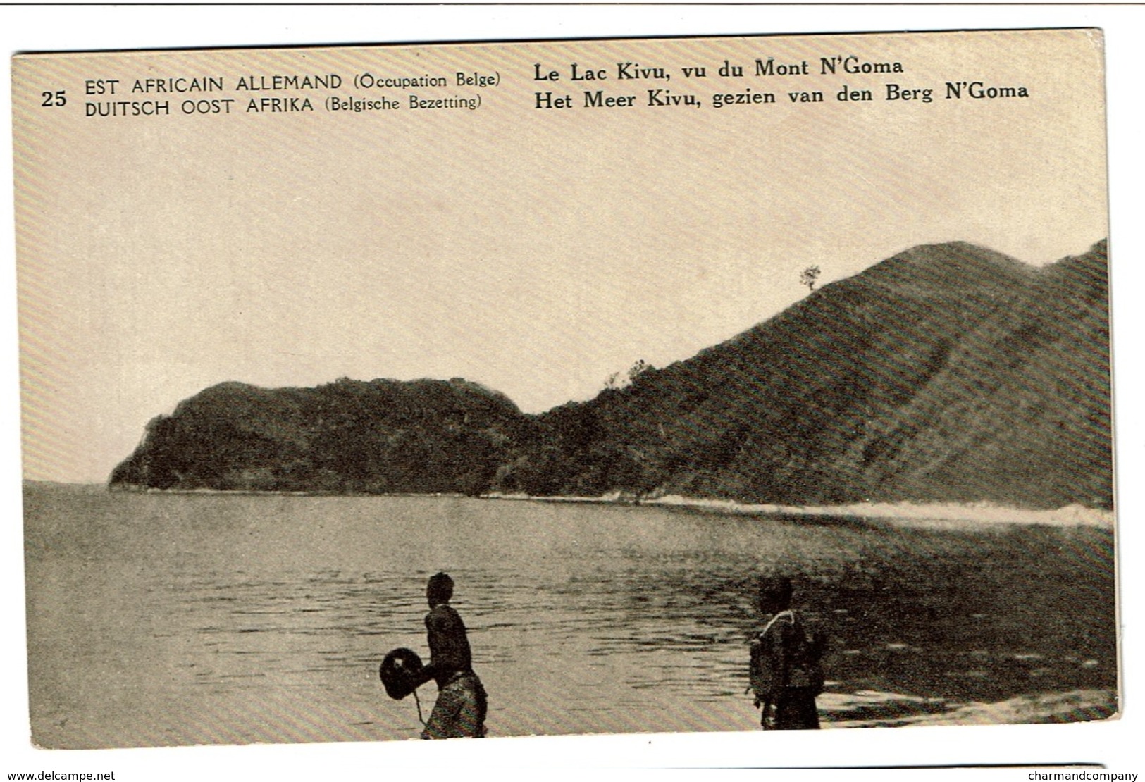 CP ENTIER SURCHARGE EST AFRICAIN ALLEMAND OCCUPATION BELGE - N° 25 Le Lac Kivu Vu Du Mont N'Goma - 2 Scans - Ganzsachen