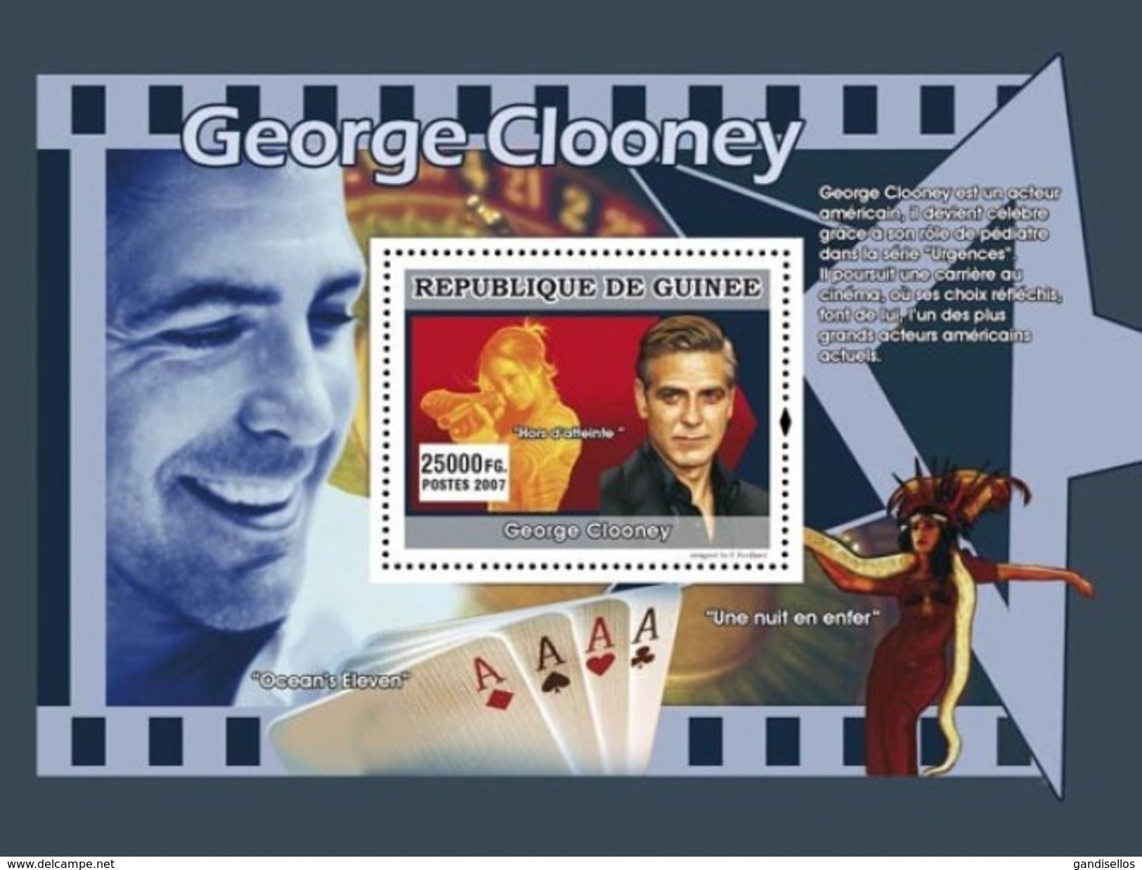 GUINEA 2007 SHEET STARS OF AMERICAN CINEMA STARS DU CINEMA AMERICAIN ACTORS ACTOR GEORGE CLOONEY Gu0764a - Guinea (1958-...)