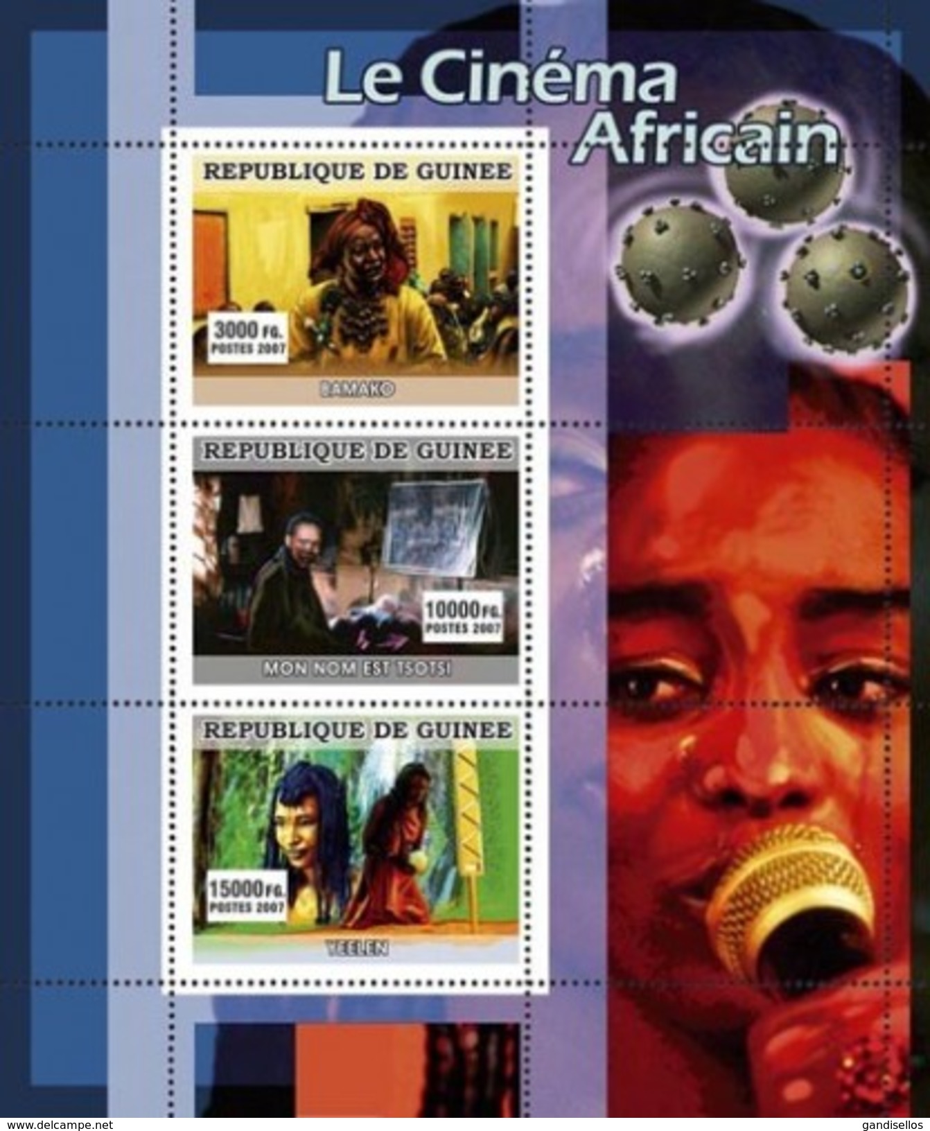 GUINEA 2007 SHEET AFRICAN CINEMA LE CINEMA AFRICAIN FILM MOVIES BAMAKO TSOTSI YEELEN Gu0772 - Guinea (1958-...)