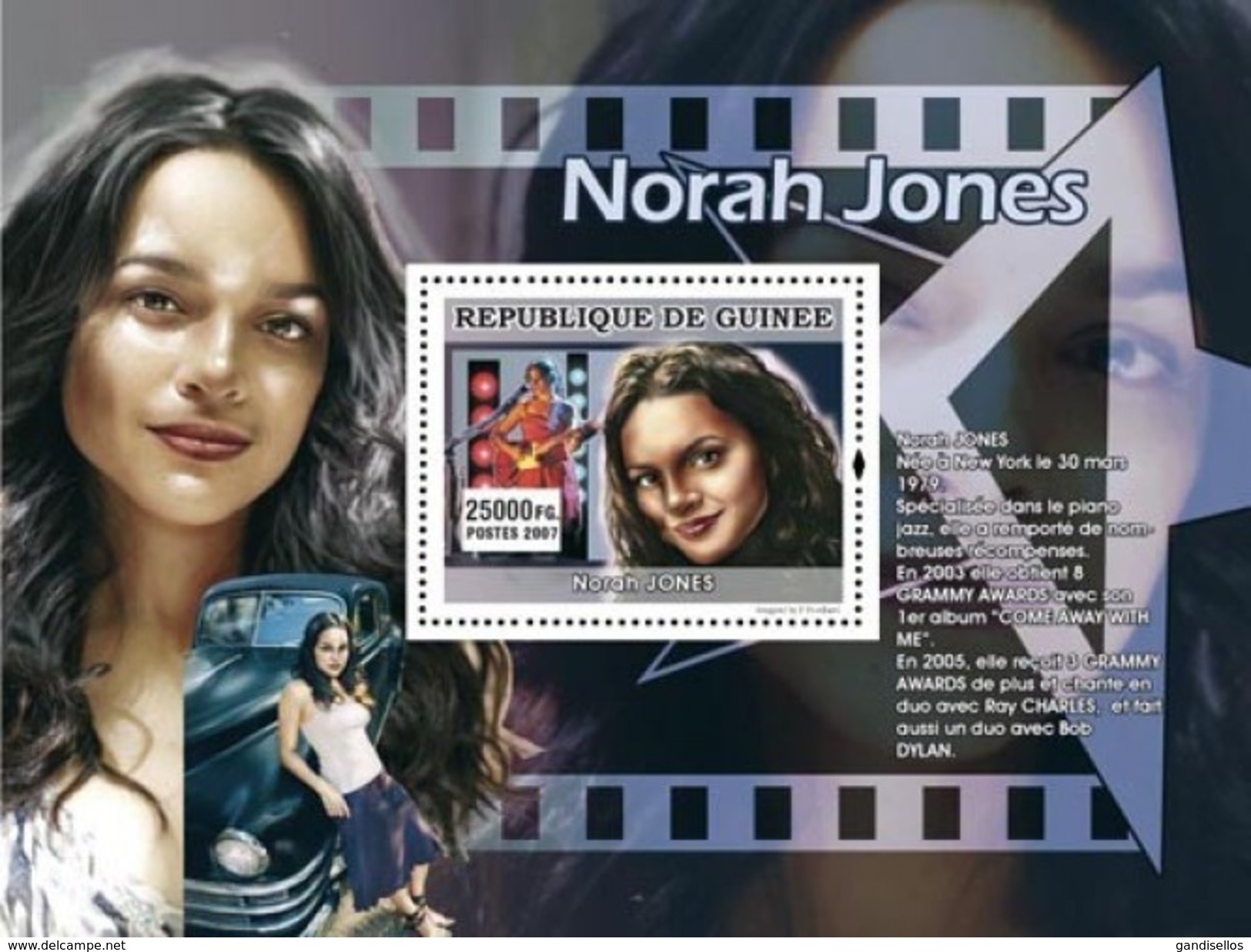 GUINEA 2007 SHEET THE STARS OF MUSIC LES STARS DE LA MUSIQUE SINGERS SINGER NORAH JONES Gu0774a - Guinea (1958-...)