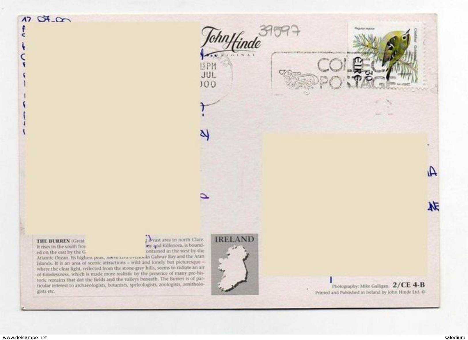 2000 - Eire Ireland Irlanda - Sotia Postale - Uccello Bird - Collect Postage - The Burren - Storia Postale