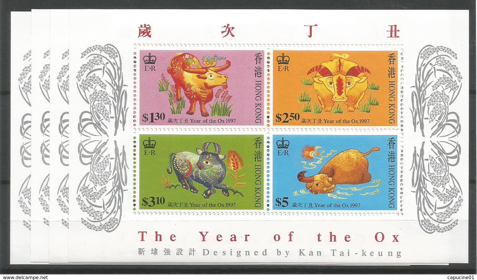 Hong Kong 4x Sheets Year Of The Ox Very Fine ** MNH 1997 - Hojas Bloque