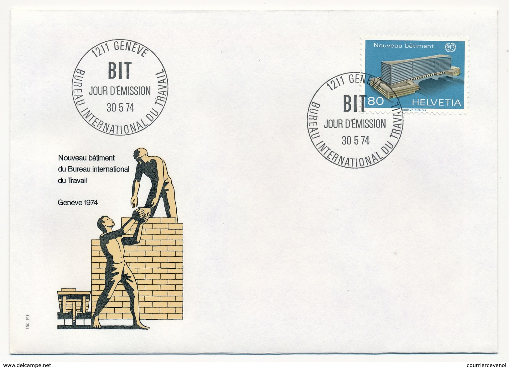 SUISSE - 4 Enveloppes FDC - Bureau International Du Travail - 1974 / 1975 / 1983 / 1988 - Dienstmarken