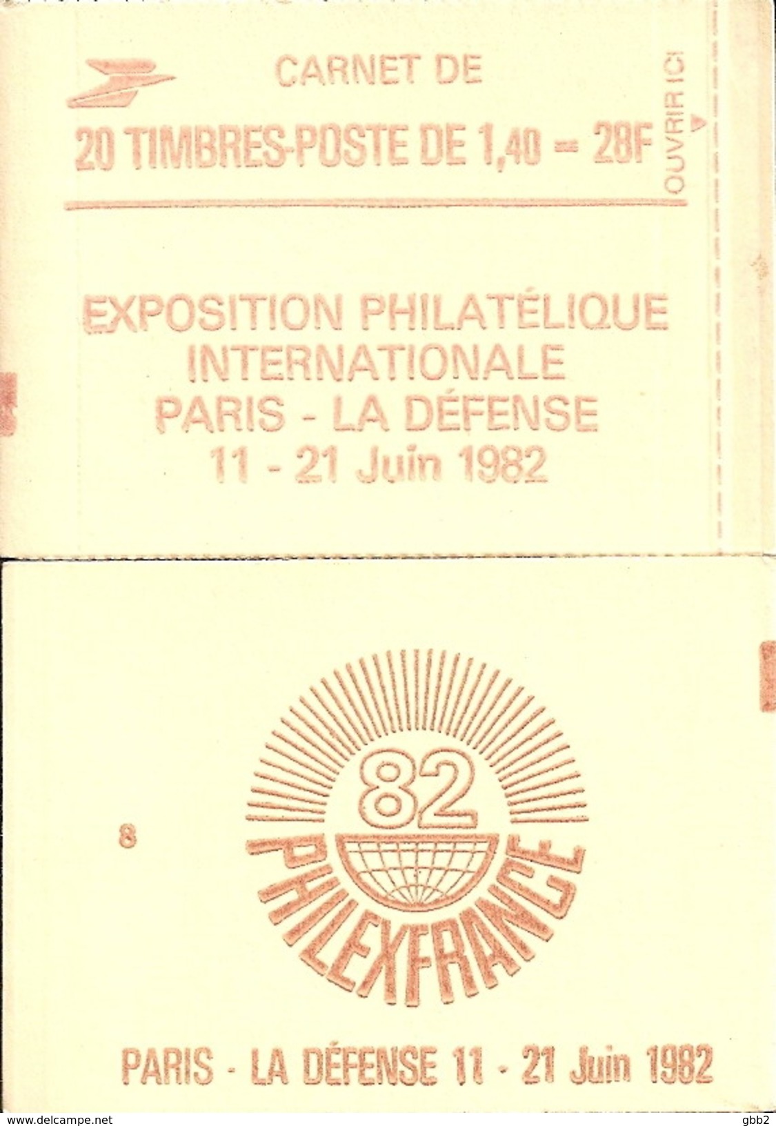 CARNET 2102-C 8a Sabine De Gandon "PHILEXFRANCE 82" Daté 29/12/80 Fermé. Parfait état Bas Prix RARE - Autres & Non Classés