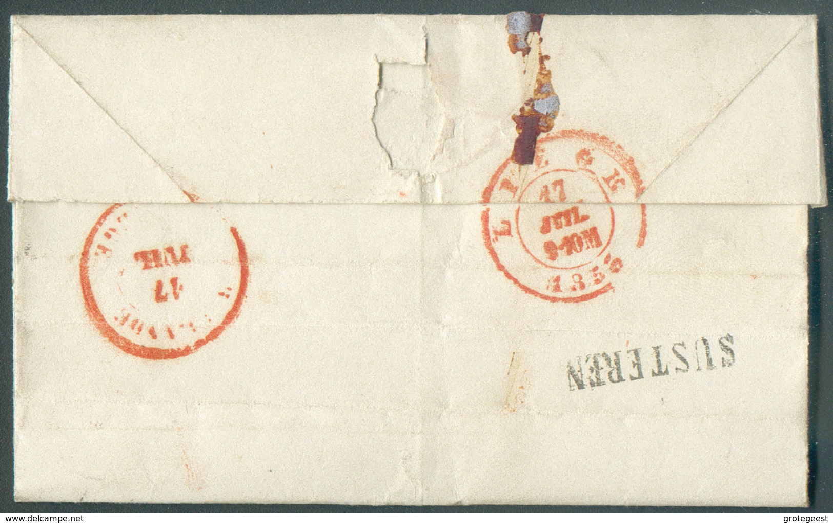 N°2 - 10 Cent. Carmin, TB Margé, ObL. Sc MAASTRICHT 17/7 1863 Franco Sur Lettre + Boîte Rurale (postbus Q) Vers Liège (B - Briefe U. Dokumente