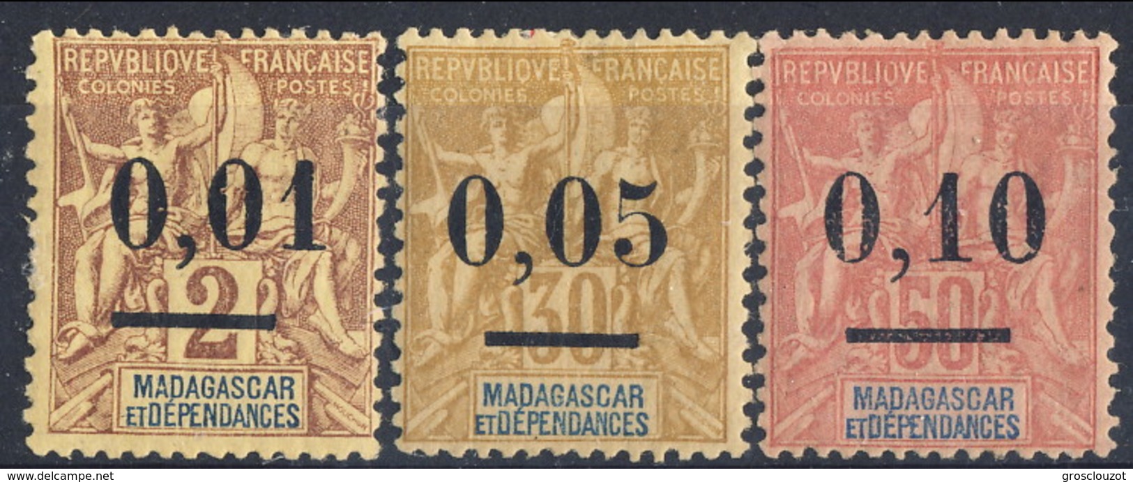 Madagascar 1902 Serietta N. 51-53 MH Cat. &euro; 40 - Nuovi