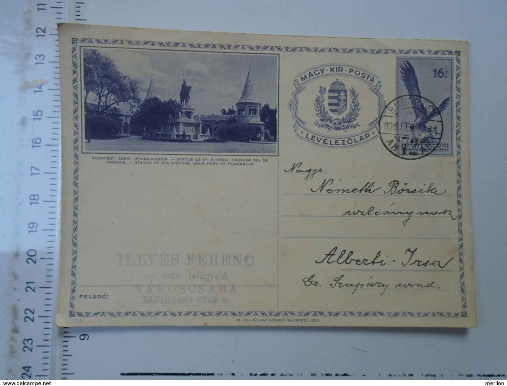 D150071 Hungary Postal Stationery - Budapest - Rakoscsaba 1939 - Ganzsachen