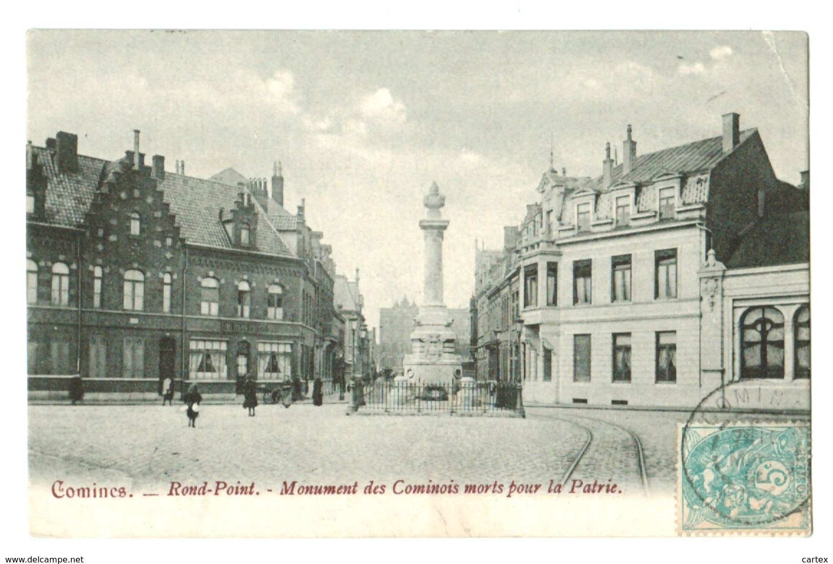 T45    CPA   COMINES , Rond Point  - Monument Des Cominois Morts Pour La Patrie  ! 1906 - Comines-Warneton - Komen-Waasten