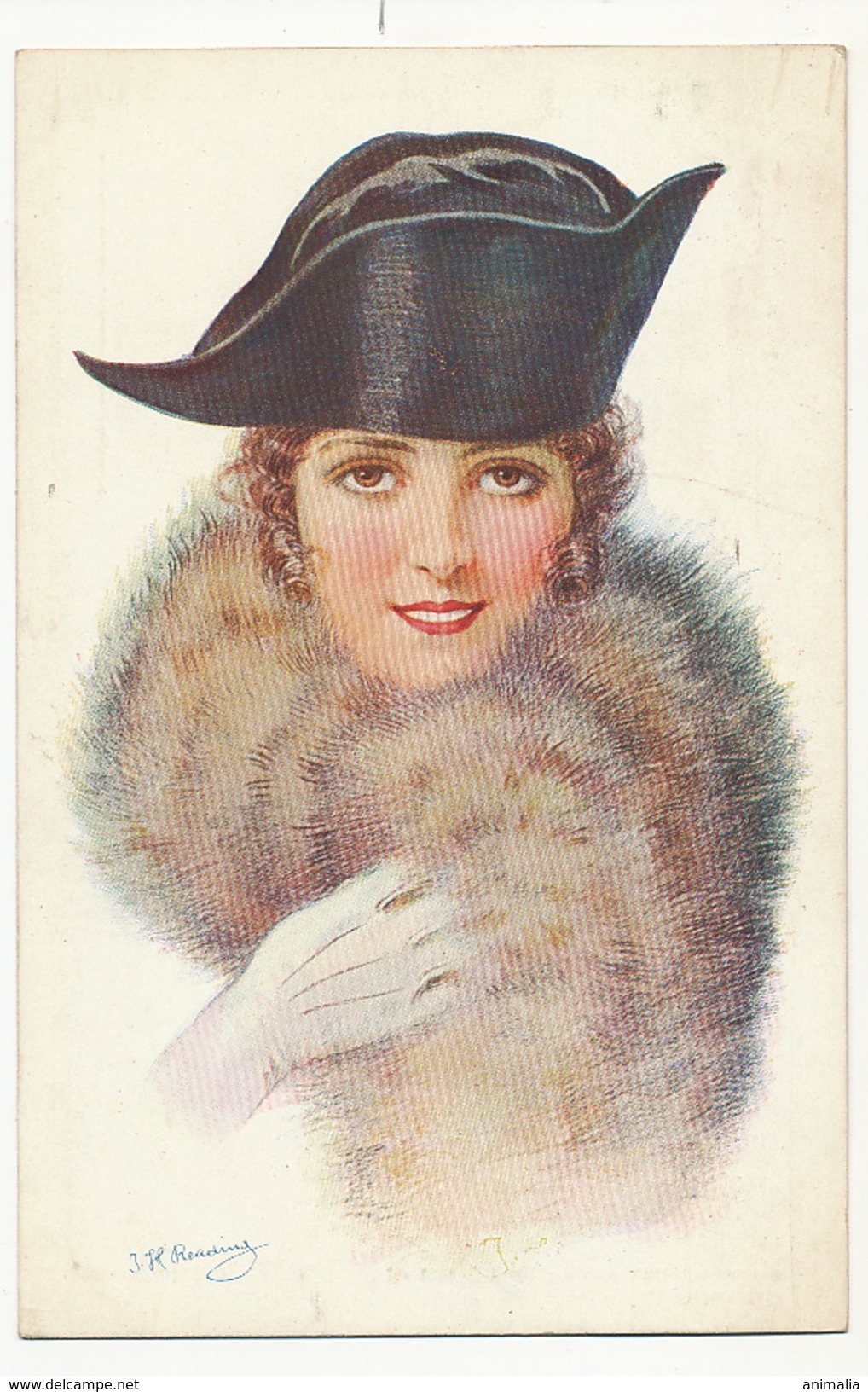 Reading Grace Feminine No 1044 Edition SID Belle Femme Gros Plan Chapeau Fourrure - Reading