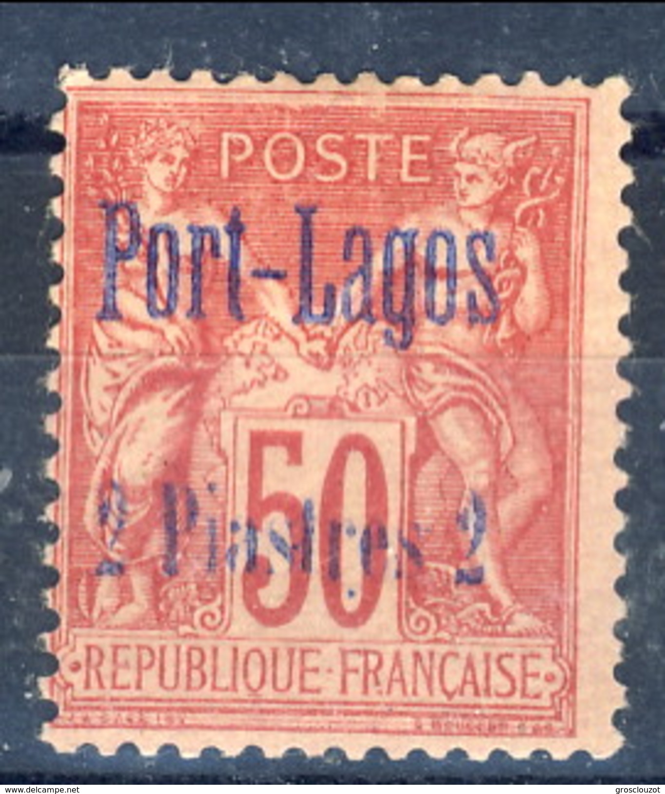 Port Lagos 1893 N. 5 P. 2 Su C. 50 Rosa MLH Cat. &euro; 220 - Ongebruikt
