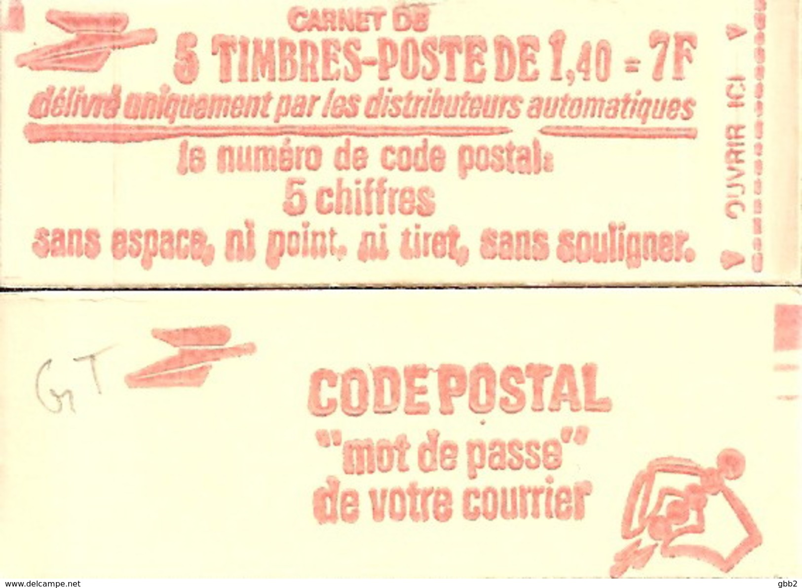 CARNET 2102-C 1a Sabine De Gandon "CODE POSTAL" Variété "à La Ligne Coupée" Fermé état Parfait Soigné TRES RARE - Markenheftchen