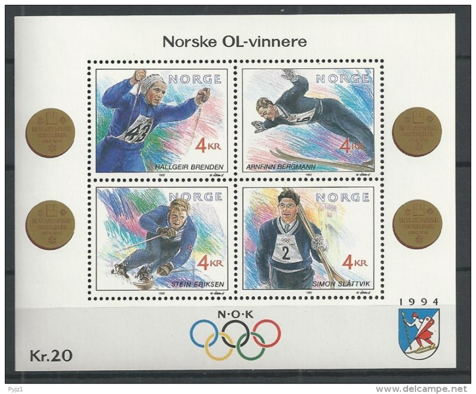 1992 MNH Norway, Postfris** - Winter 1994: Lillehammer