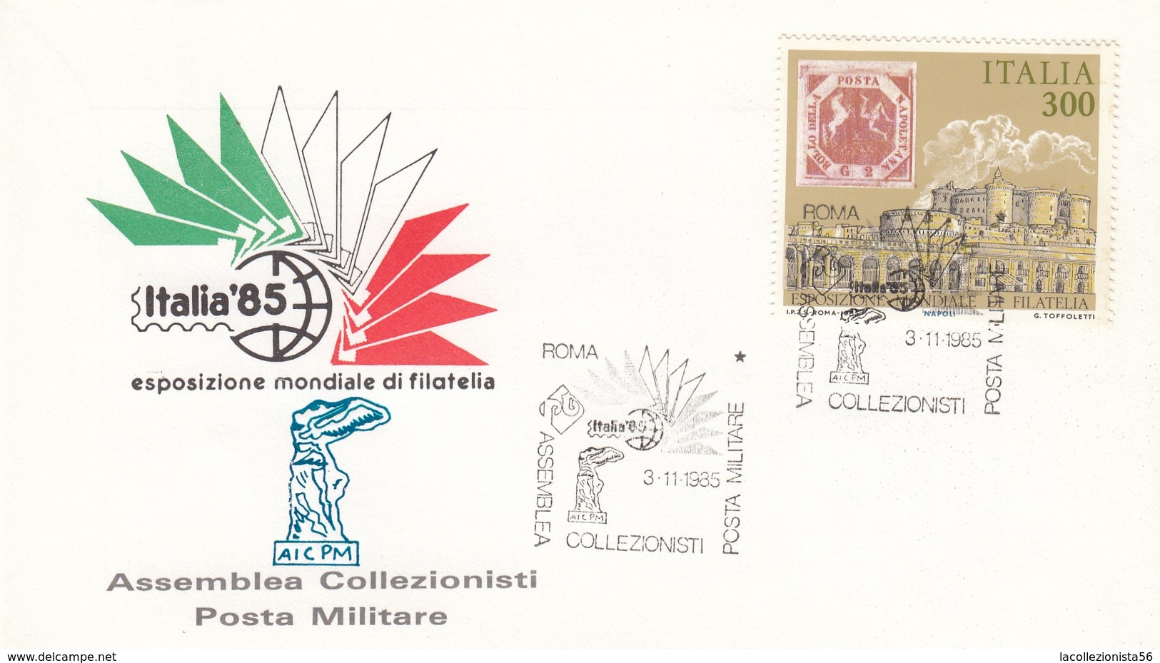 8531-GIRO ANNULLI SPECIALI EMESSI DALLE AMM. POSTALI ITALIA-S.MARINO-VATICANO- ESP. MONDIALE DI FILATELIA "ITALIA 85"