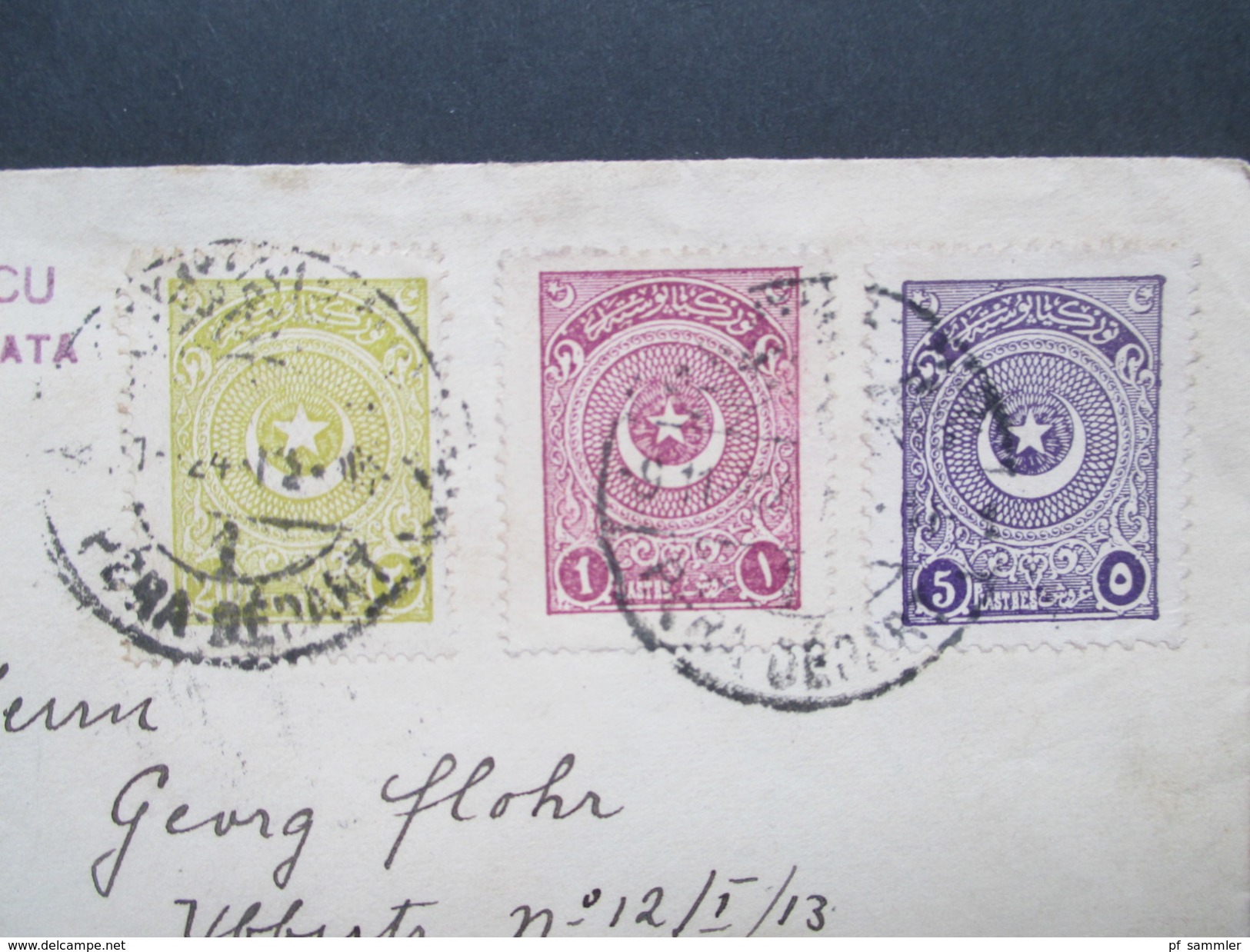 Türkei 1924 Dreifarbenfrankatur MiF. Constantinople - Wien. Vignette Banca Marmorosch Blank. Interessanter Beleg!! - Storia Postale