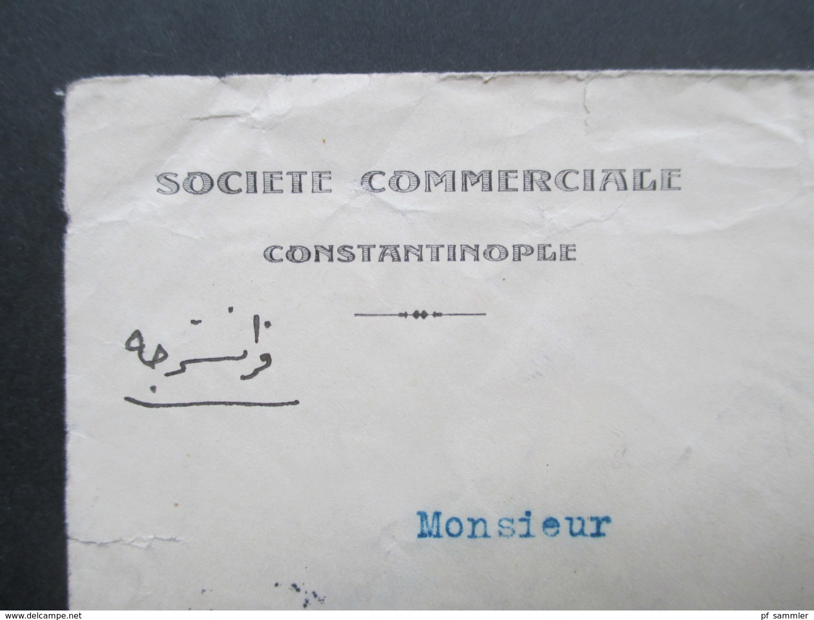 Türkei 1918 Nr. 634 MeF Societe Commerciale Constantinople - Zürich. Papiersiegel! Interessanter Beleg! - Cartas & Documentos