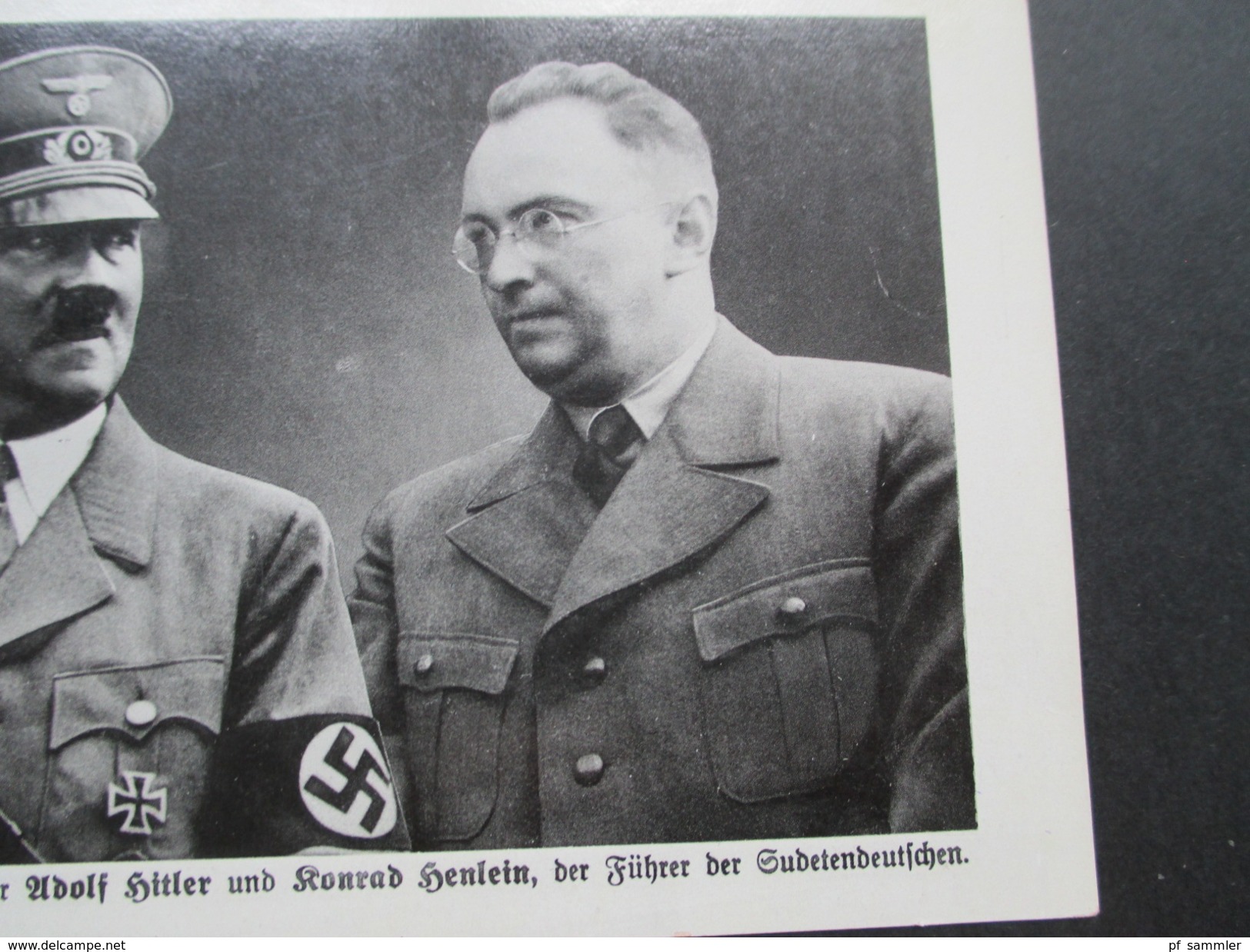 DR / Sudetenland Propagandakarte 2. WK Warnsdorf 1938. Adolf Hitler Und Konrad Henlein Führern Der Sudetendeutschen - Sudetes