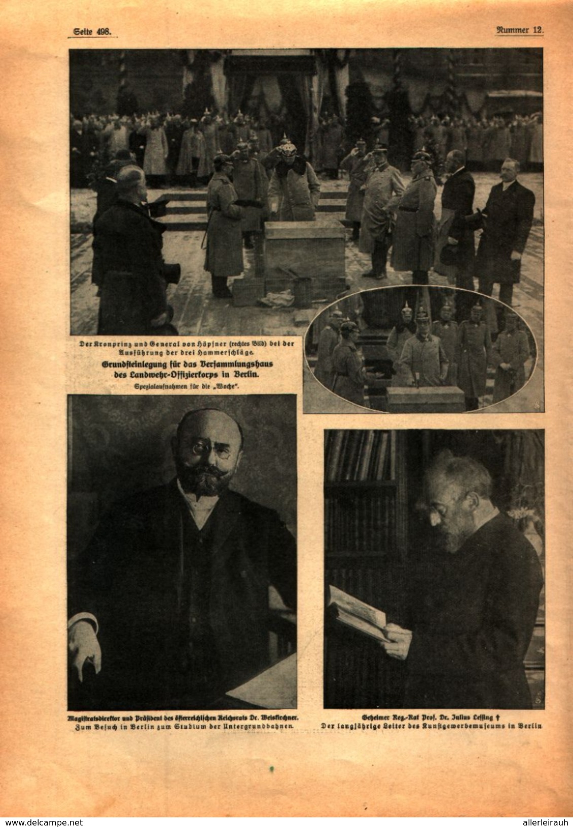 Kaiser In Helgoland, Grundsteinlegung Versammlungshaus Landwehr -Offiziercorps,u.a/ Druck,entnommen Aus Zeitschrift/1908 - Sonstige & Ohne Zuordnung