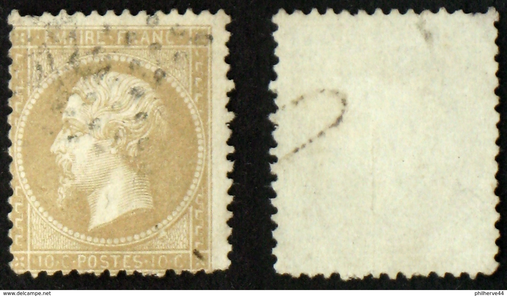 N° 21 10c Bistre NAPOLEON Dentelé B Oblit Cote 10&euro; - 1862 Napoleon III