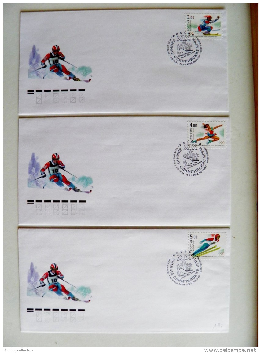 3 Fdc Covers From Russia 2002 Sport Special Cancel Salt Lake City Slalom Figure Skating Ski Jumping - FDC